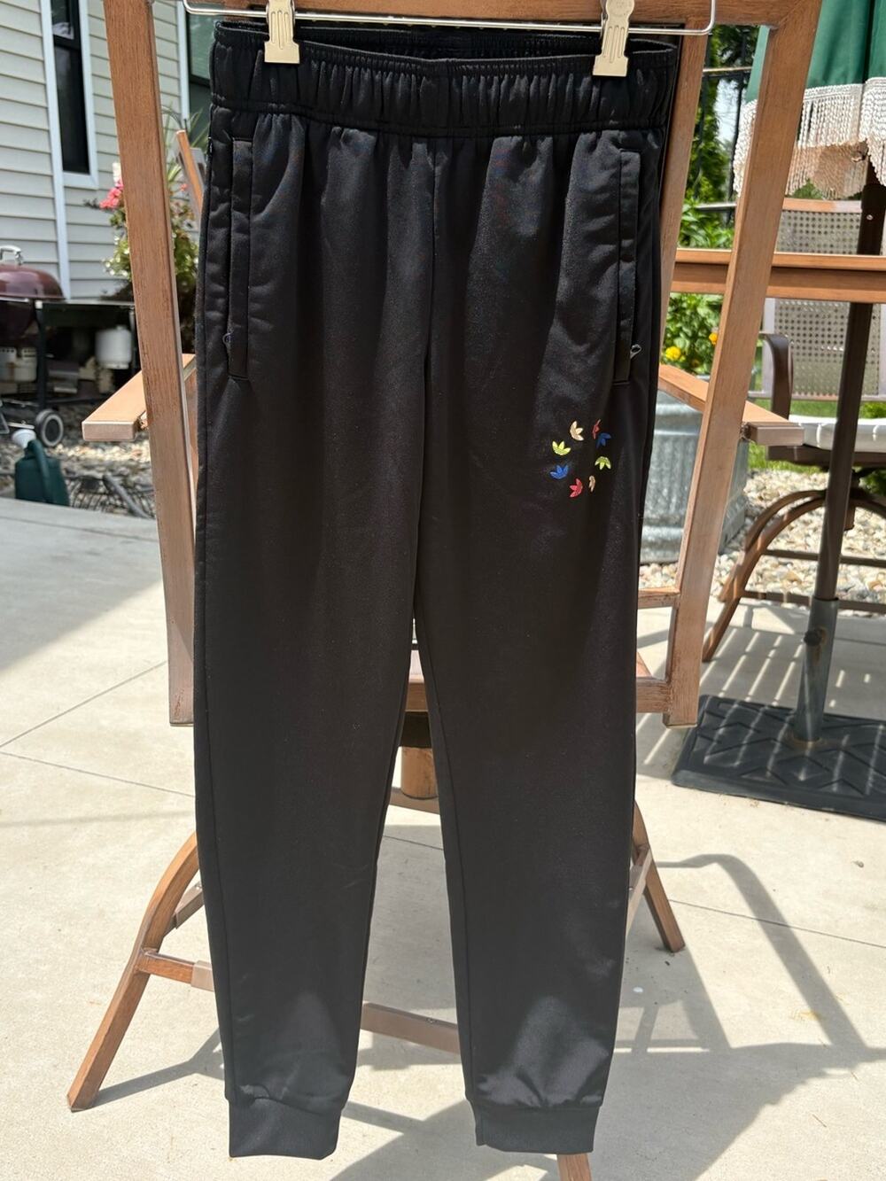 Girls adidas Black Track Joggers with Colorful logo Size- M